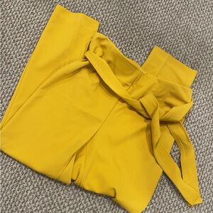Yellow Women's Pants with Belt